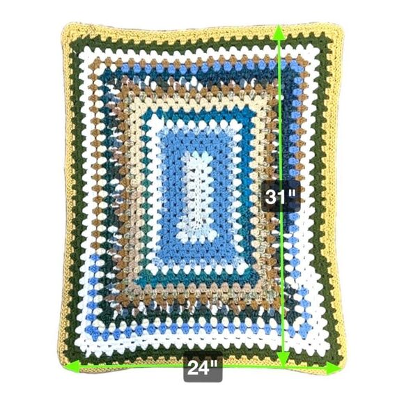 Handmade Granny Square Picture Window Crochet Baby Blanket Lap Chair Throw 24x31 - Picture 4 of 4